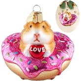 HZYC Christmas Ornament,Glass Guinea Pig Ornament,Christmas Tree Decoration | Guinea Pig Collection,Donut Pendant Ornament,Hand-Blown Glass Hanging Ornaments for Holiday Party Home Gifts