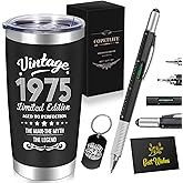 50th Birthday Gifts for Men, 1975 50th Birthday Decorations Gifts Ideas for Him, Turning 50 Gift Ideas, Cool 50 Year Old Gifts for Husband, Dad, Grandpa, Friends, Teachers, Boss, 20oz Tumbler Gift Box