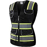 JKSafety Women Hi-Vis Reflective Safety Vest | Neon Color body Sewed Reflective Strips Breathable Lightweight ANSI Compliant