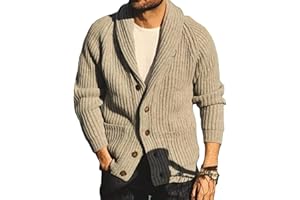 Runcati Mens Shawl Collar Cardigan Sweaters Button Down Open Front Knitwear Cable Knitted Ribbed Jackets Outwear