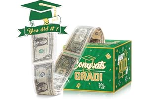 Sawowkuya 2024 Graduation Gift Money Cash Pull Box for Class of 2024 Graduation Party Supplies (Green Gold)