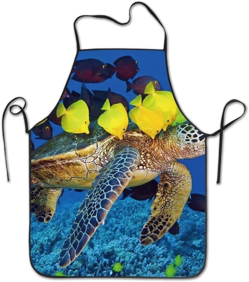 ERCGY 2019 Apron Fashion Adjustable Kitchen Chef Apron Ocean Fish Turtle Home Apron BBQ Apron