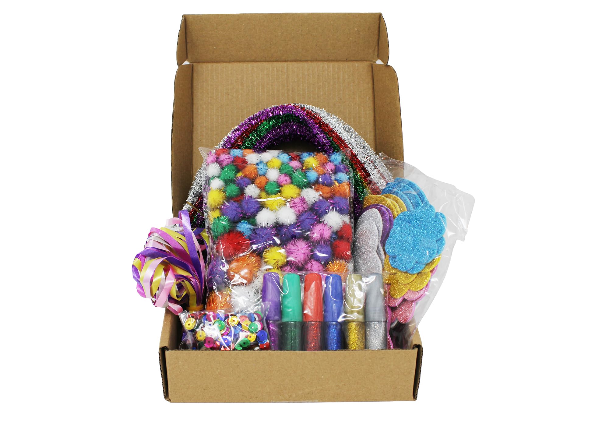 Bright Ideas Art and Craft Glittery Kit with Pom Poms, Glitter Powder, Ribbons and Sequins, Kids Crafting Set Ideal for Kids' Arts and Crafts Projects. BI8151.