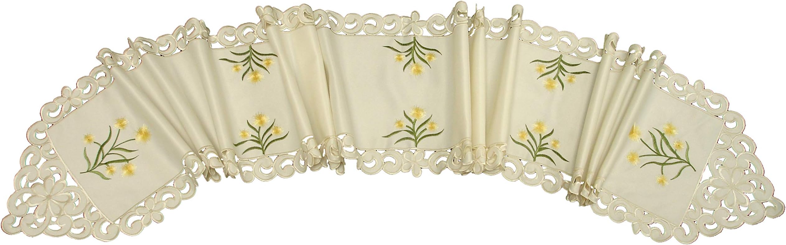 GiftsScotland Embroidered yellow cream green table runner FREE UK POSTAGE SB60Y