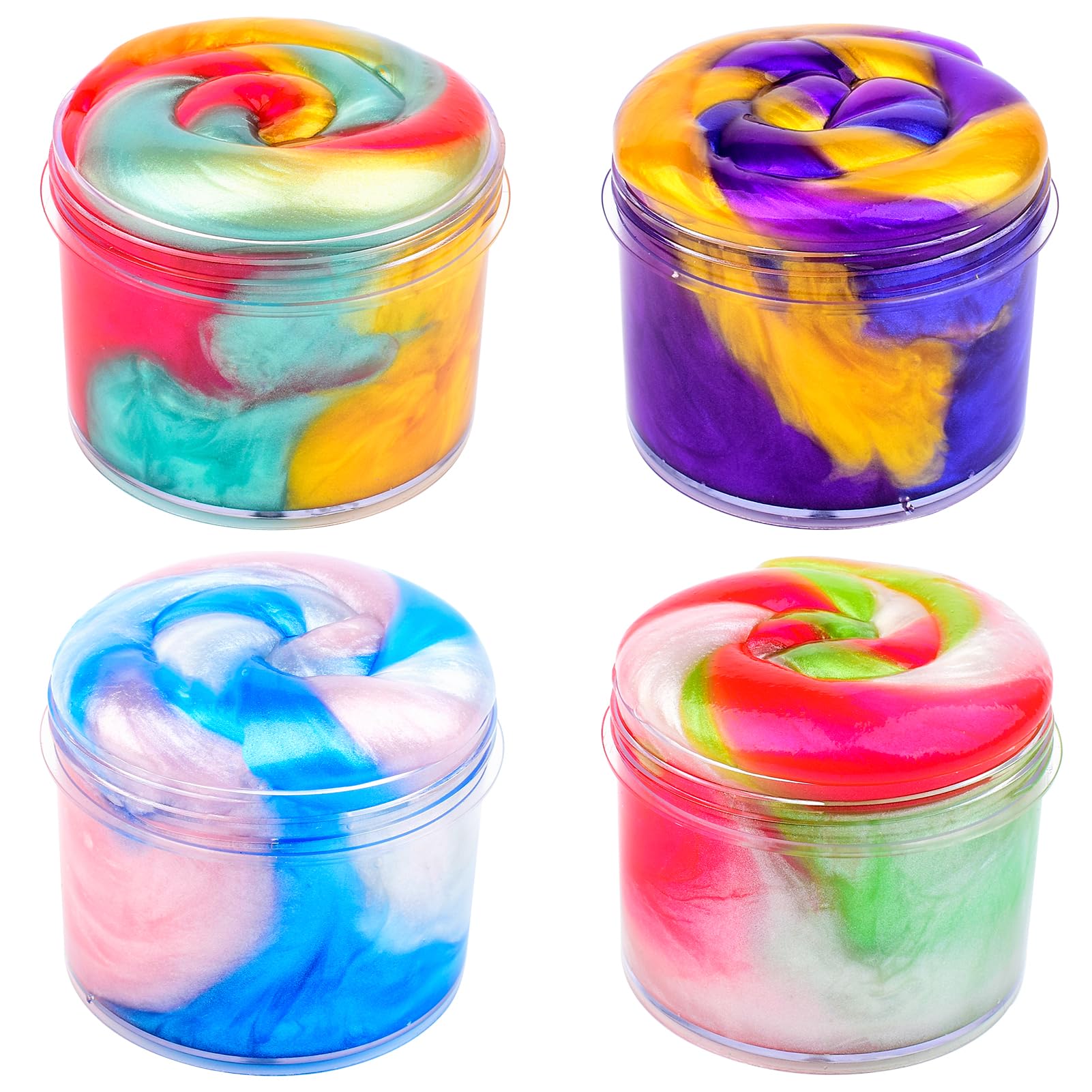 4 Pack Galaxy Slime Kit,Party Favors for Kids, Non Sticky,Wet,Stress & Anxiety Relief,Slime Bulk for Boys Girl,Cute Stuffers,Super Soft Sludge Toy