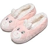 GLENMEARL 2 Pairs Slipper Socks for Women with Grippers Non Slip Winter Warm House Bedroom Slippers Cozy Indoor Home Slippers (Pink Rabbit, US Footwear Size System, Adult, Women, Numeric Range, Medium, 5, 7)
