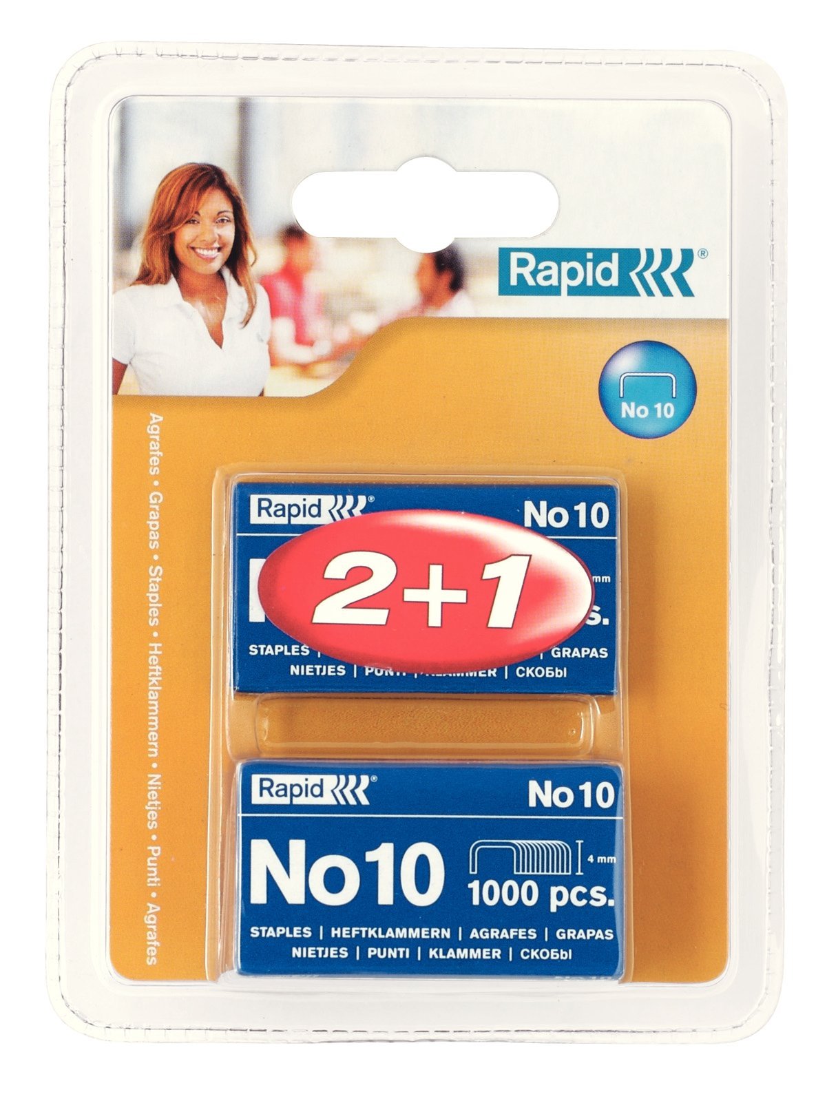 Rapid No. 10 Small Staples, For Stapling up to 10 Sheets, Use with Mini Staplers, Galvanised Wire, Pack of 3000, 20710728