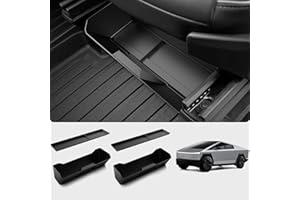 SUMK Front Under Seat Storage Box for 2024 Tesla Cybertruck Accessories, ABS & Silicone Underseat Storage Tray Box Organizer for Cybertruck 2 Pack