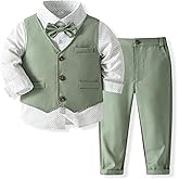 Boys 3Pcs Clothing Sets Cotton Long Sleeve Bowtie Shirts +Vest +Pants Casual Suit