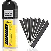 HEIKIO 18mm Snap-off Blades, 50-Pack, Quality Black Carbon Steel Made, Sharp and Durable, Heavy-duty Replacement Blade for 18mm Box Cutter and Utility Knife
