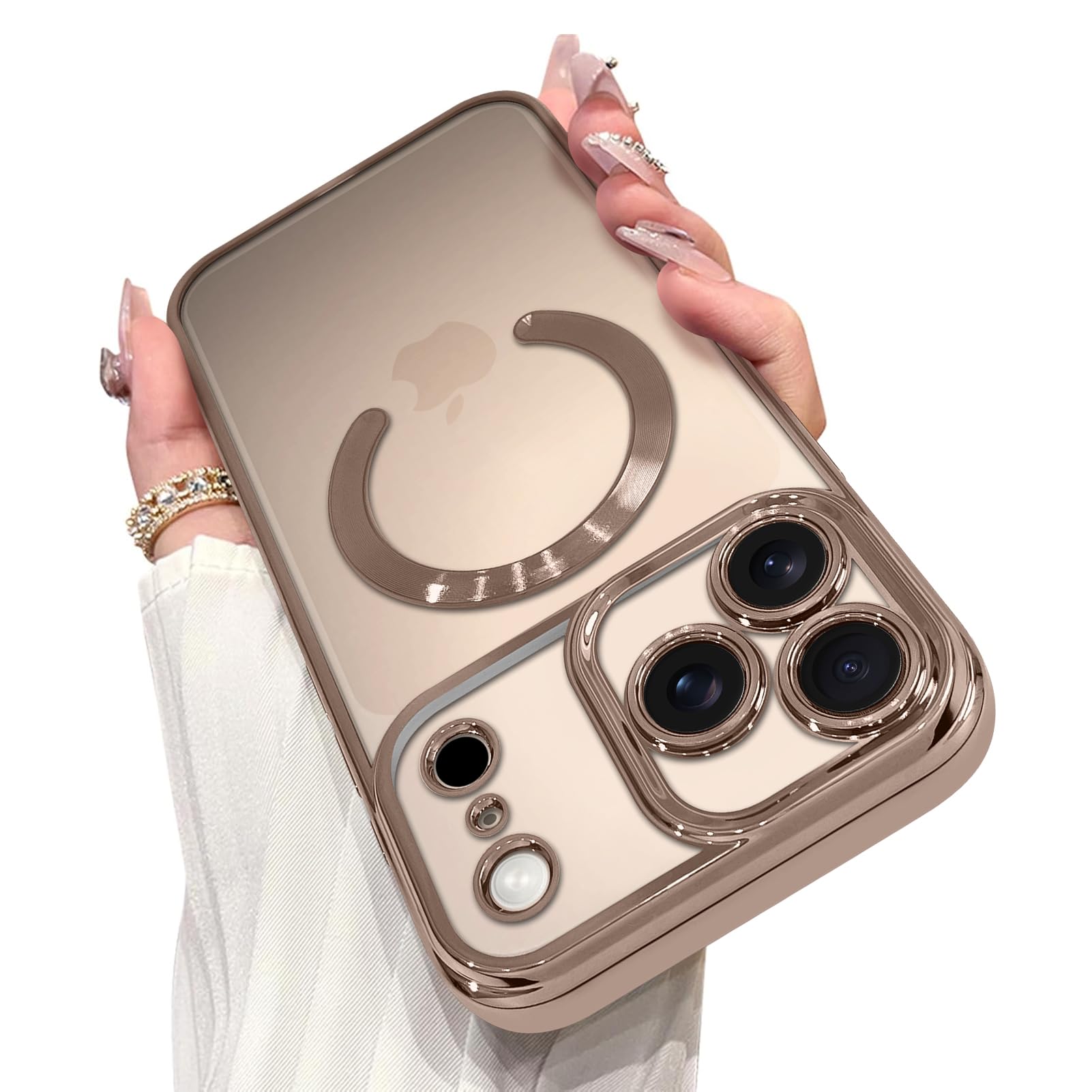 OOK Magnetic Case Made for iPhone 17 Pro 6.3 Inch [Compatible with MagSafe] Soft TPU Anti-Scratch Shockproof Protective Phone Cover Slim Clear Case for Women Men - Brown