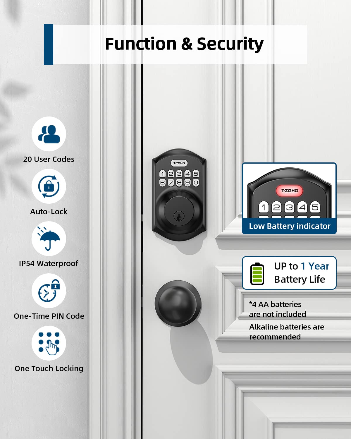 View of Mua TEEHO TE001K Keyless Entry Door Lock with Handle, Electronic Keypad ...