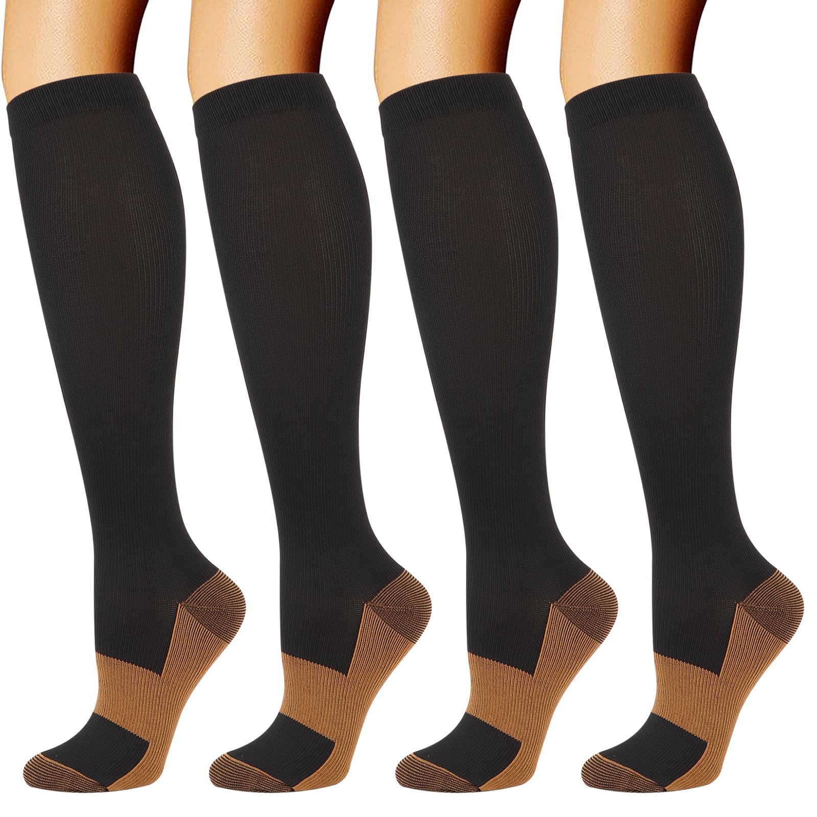 DRESHOW 4 Pairs Compression Socks For Women&Men Circulation Best Support for Athletic Running Cycling Travel