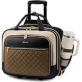 LOVEVOOK Rolling Laptop Bag Women, 17.3 Inch Laptop Briefcase with Wheels for Work Travel Business, Underseat Carry On Luggage Case,Khaki-Apricot