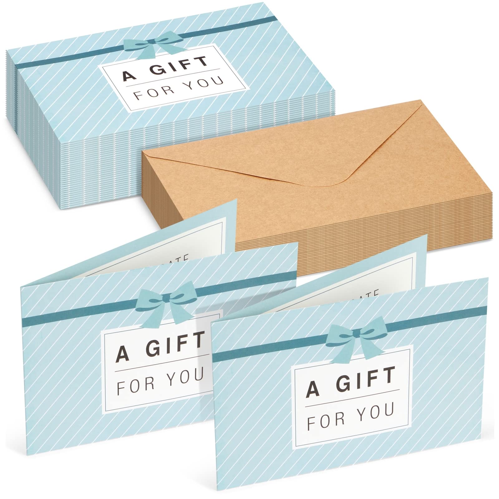 36-Pack Paper Gift Certificates - Gift Cards for Businesses, Personal Gift-Giving, Seasonal Holiday Use, 36 Brown Kraft Paper Envelopes Included - 4 x 6 Inches