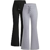 Floerns Girl's Clothes 2 Pcs Drawstring Waist Flare Leg Track Pants Bell Bottom Sweatpants Black and Grey 11 Years