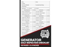 Generator Daily Inspection Checklist: Generator Pre-Use Inspection Report Book | Generator Safety & Maintenance Inspection Fo