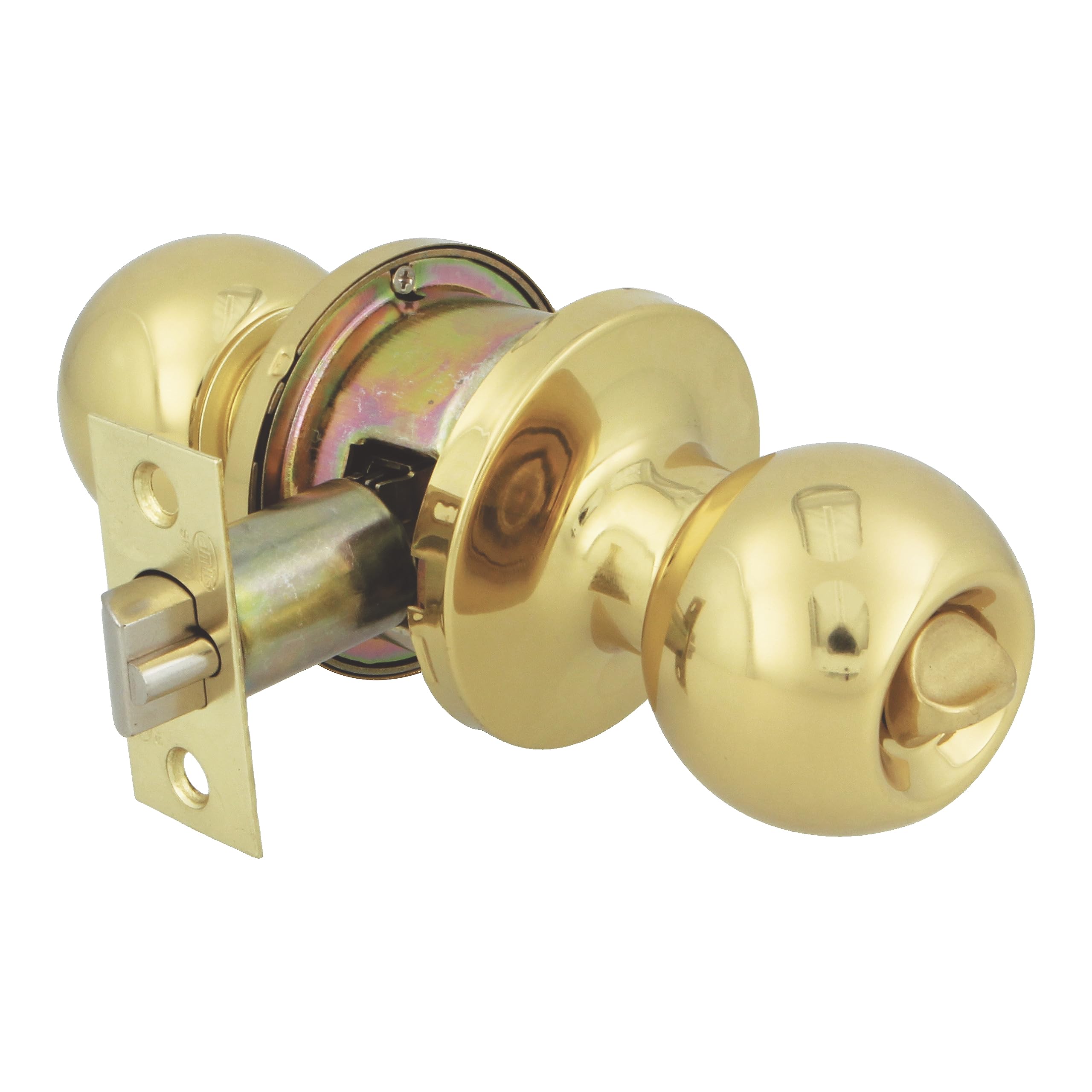 Amig - Round Knob 610 | Polished Brass Finish | Access Function with Key & Lock | Easy Installation with Template | Ideal for Various Areas, Polished Brass, 0, Brass