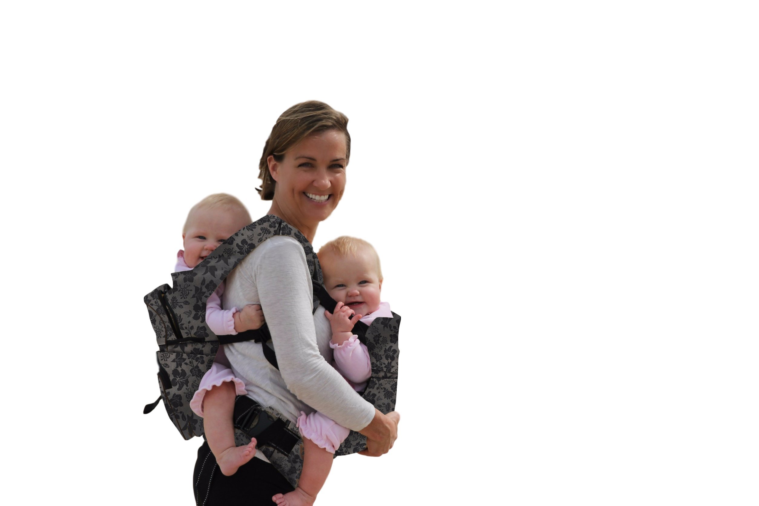 Stuff 4 Multiples Twingaroo Twin Carrier, Gray Floral