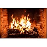 WOLADA Christmas Fireplace Backdrop Realistic Burning Logs & Warm Flame Scene Background for Winter, Christmas, Family Portrait, and Indoor Cosy Themed Photoshoots & Studio Props 5x3FT FW56