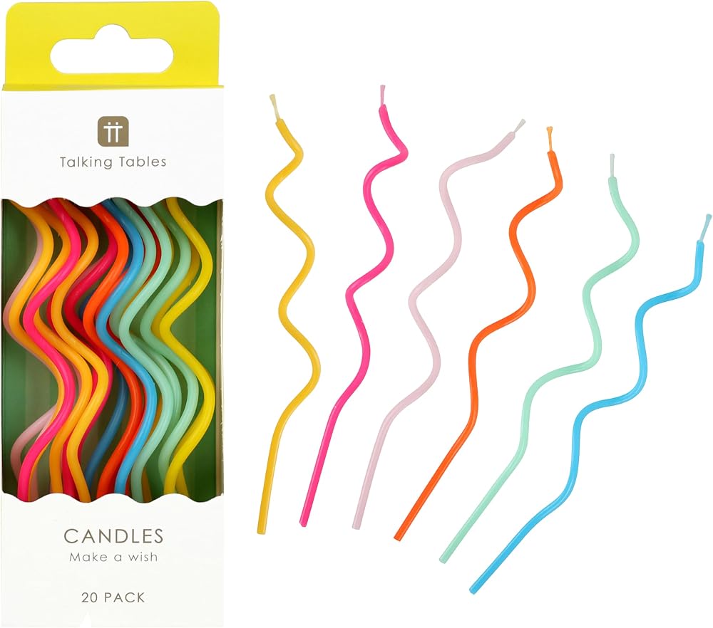 Talking Tables Rainbow Twisted Candles 20x 15cm Tall Cake Topper