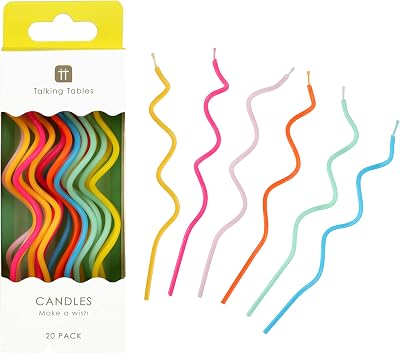 Talking Tables Rainbow Twisted Candles 20x 15cm Tall Cake Topper