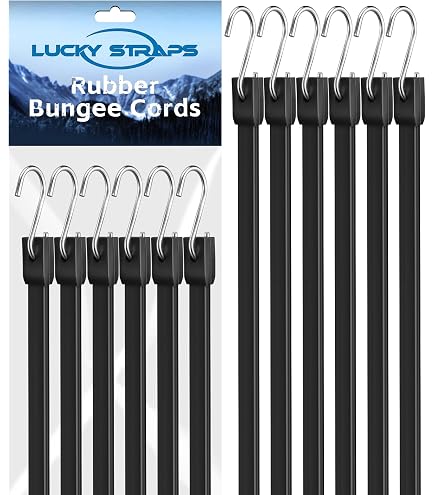 4 Heavy-Duty Bungee Straps For Lawn Mower Bagging Chute – Rubber With Hooks, Fits 42", 46", 48", 54" Decks, Reliable Clog-Free Performance