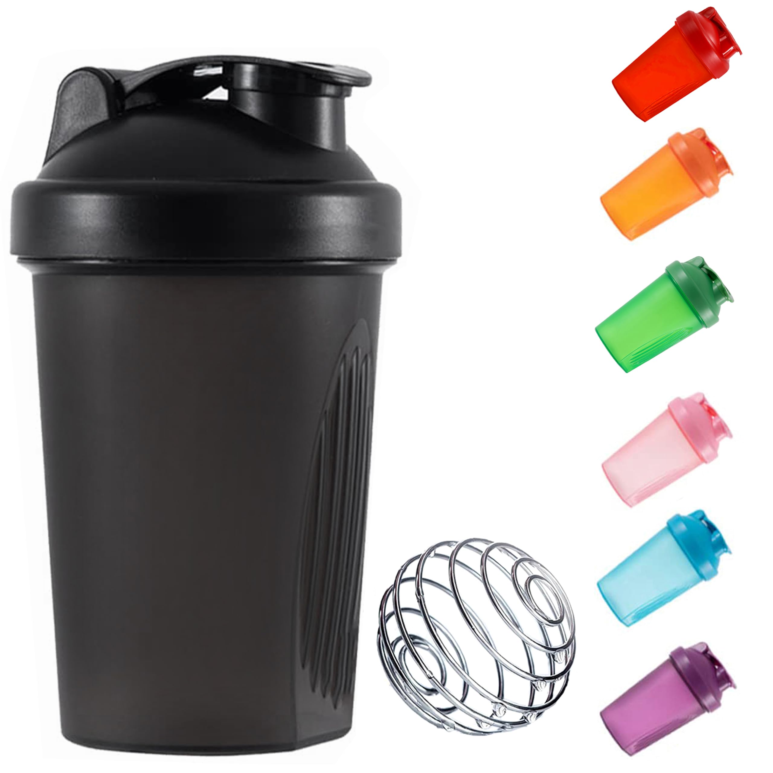 KANGSIT Protein Shaker Bottle 400ml with Stainless Steel Wire Ball, Leakproof, BPA-Free & Dishwasher Safe, Mix Protein Powder, Pre-Workout & Shakes Smoothly for Gym, Running & Sports
