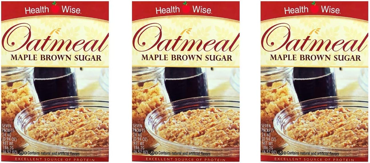 3 Box Value Pack (21 Servings) Healthwise - High Protein Diet Oatmeal - Maple Brown Sugar - 15g Protein - Low Calorie - Low Carb - Low Fat - Gluten Free