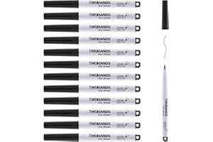 TWOHANDS Magnetic Dry Erase Markers Ultra Fine Tip With Erase,Fine Point Black,Thin Whiteboard Markers for Office,Home or Pla
