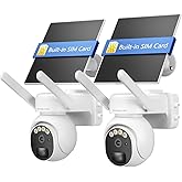 4G LTE Cellular Security Camera Outdoor, Off Grid Security Camera No WiFi Solar Powered, 360° PTZ Solar Camera Outdoor Wireless, 2K Color Night Vision, PIR Motion Sensor, Built in SIM Card, 2 Cameras