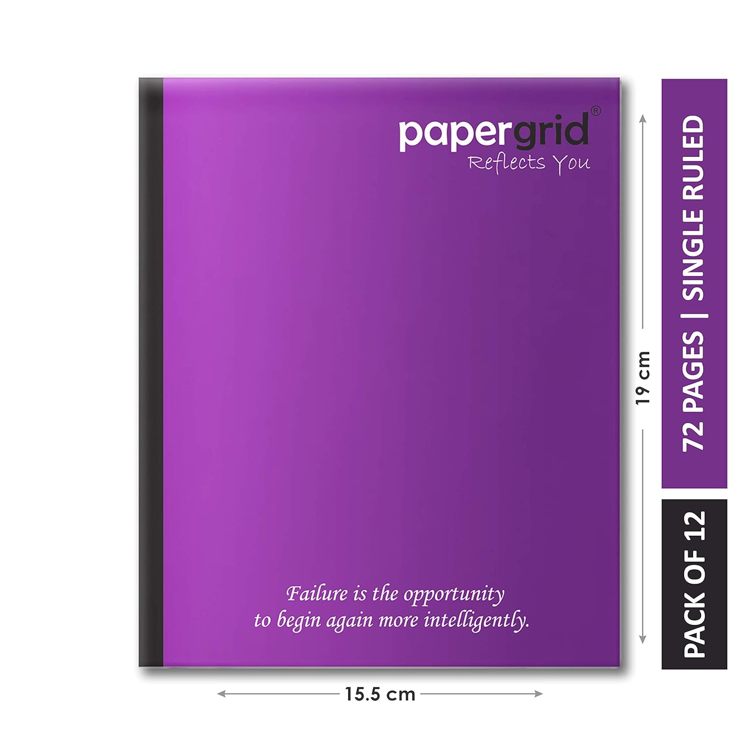 Papergrid Notebook Short Book (19 cm x 15.5 cm), Single Line, 72