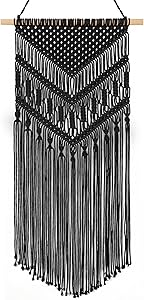 Taufey Macrame Wall Hanging Woven Boho Chic Wall Decor, Beautiful Geometric Wall Art for Apartment Dorm Bedroom Living Room Home Decoration, 16