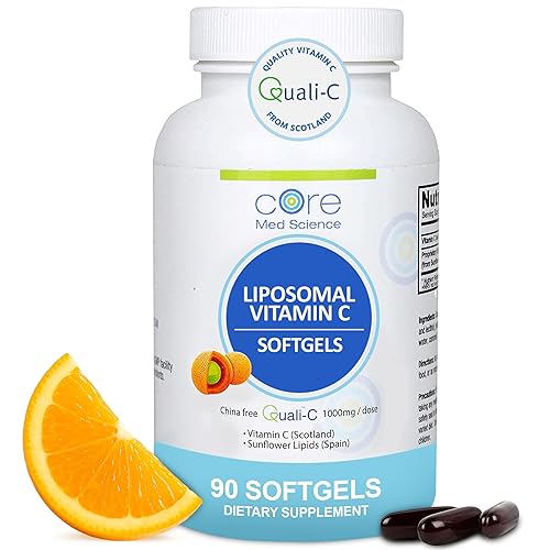 Liposomal Vitamin C 1000mg by Core Med Science, 90 Softgels - Non-GMO  Natural Liposomal Vitamin C Supplement That Promotes Healthy Skin