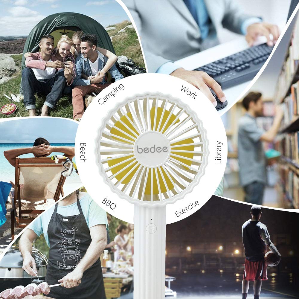 bedee Hand Held Fans Battery Operated, Mini Fan Portable, USB Rechargeable, 3 Speed Adjustable, Small, Light, usb desk fan silent Detachable Ideal For Table Pc Room Office Outdoor Travel