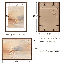 14x20 Picture Frame, Solid Oak Wooden 14"x20" Photo
