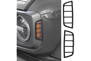 YOCTM Matte Black Front Fender Side Marker Light Cover Trim for Ford Bronco Accessories 2021 2022 2023 2024 2/4-Door Exterior Front Side Turning Lamp Protector Guard Kit 2-Pack