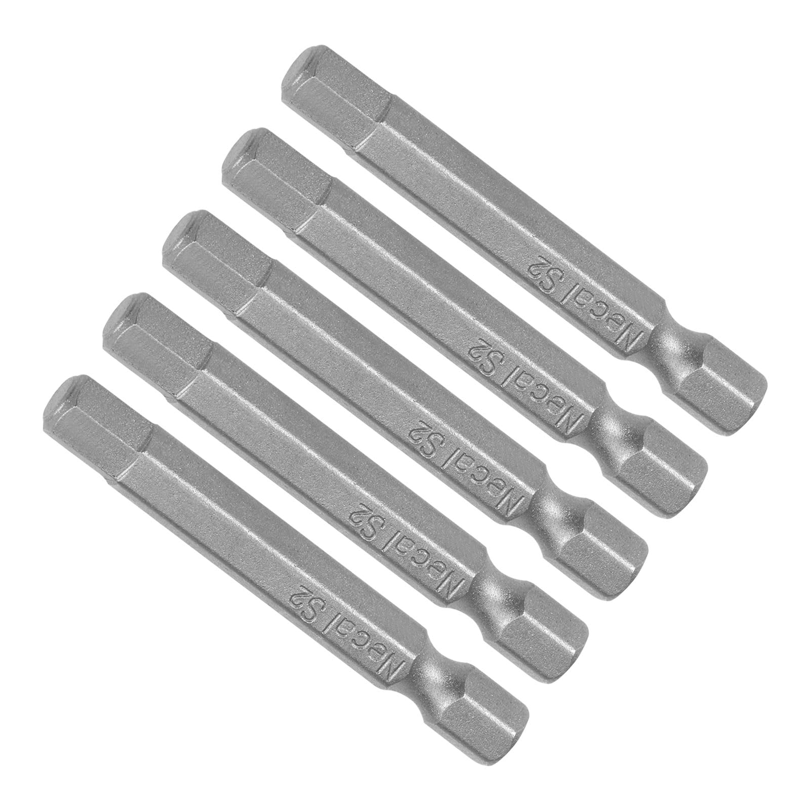 CoCud Hex Head Wrench Bit, H6 Hex Head 1/4" Hex Shank 50mm Long, S2 Alloy Steel Screwdriver Bit - (Applications: for Electric Drill), 5-Pieces