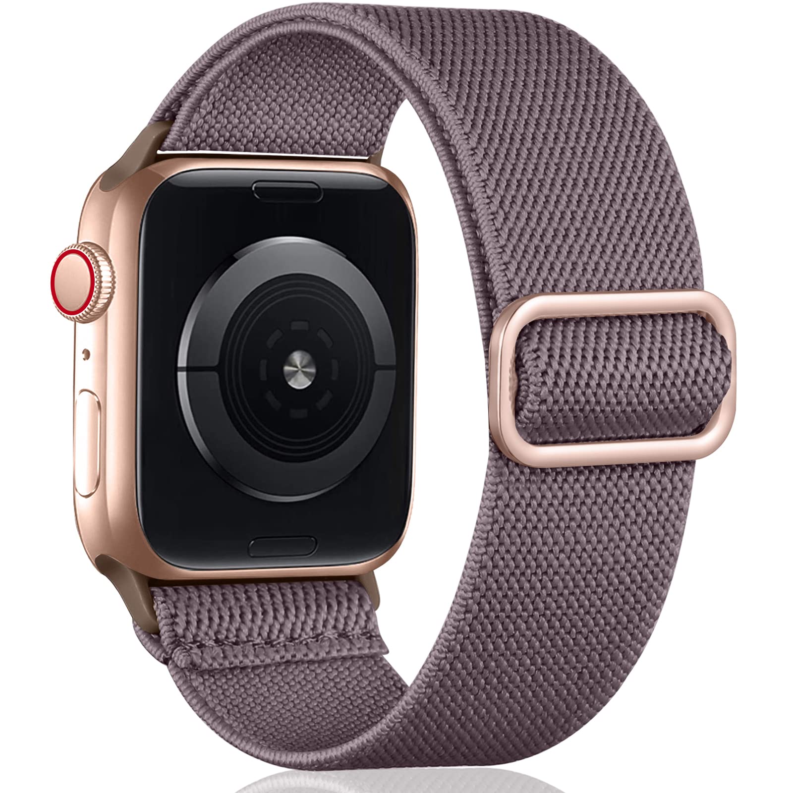 Oielai Solo Loop Straps Compatible with Apple Watch Strap 38mm 40mm 41mm 42mm, Adjustable Stretch Nylon Sport Replacement Band for iWatch Series 11 10 9 8 7 6 5 4 3 2 1 SE, SmokePurple — image 1