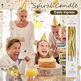 SUHAI 24 Pcs Gold Spiral Birthday Candles 6in with Holders Party Decor view 5