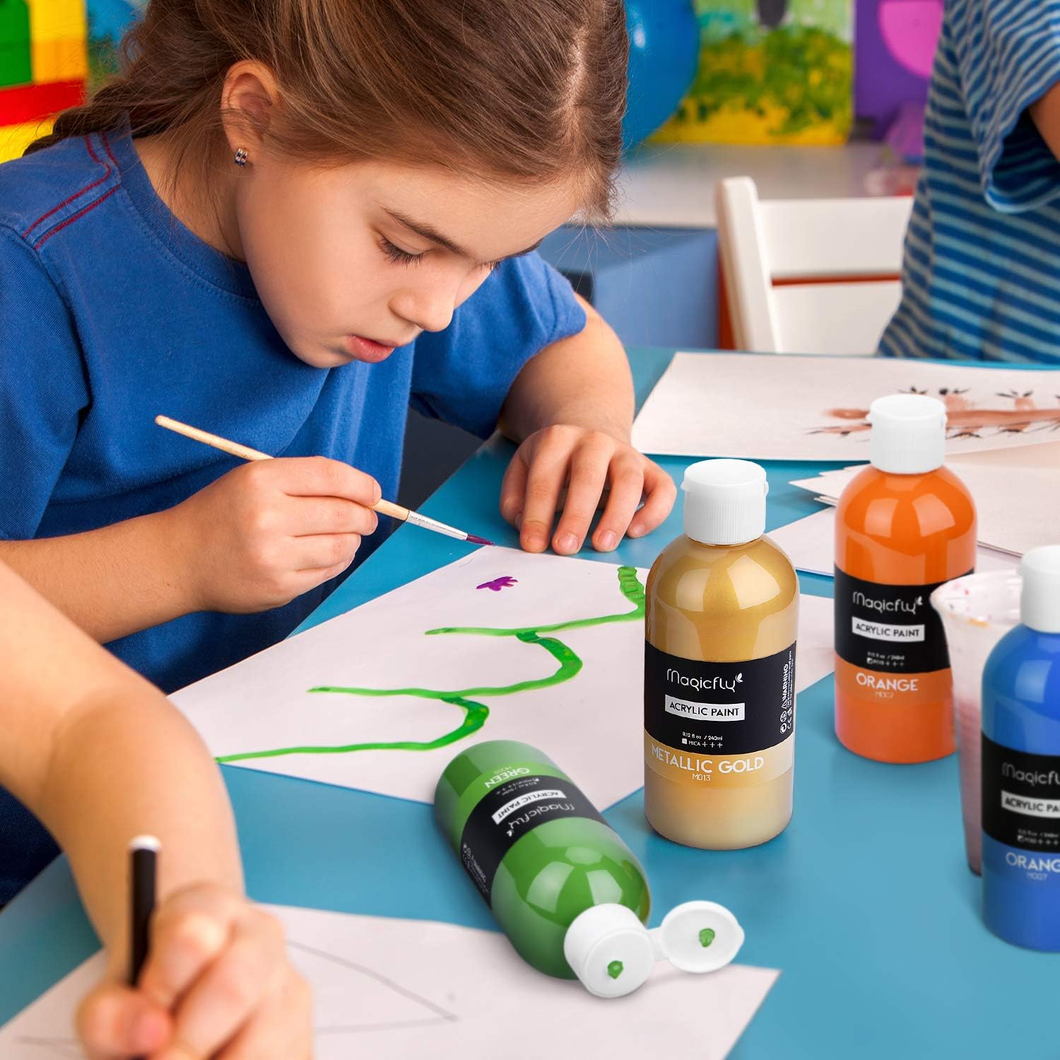 Magicfly Bulk Acrylic Paint Set, 14 Rich Pigments Colors (240 ml/8.12 fl oz.), Non-Fading, Non-Toxic Craft Paints for Painting on Canvas, Ideal for Kids, Artist & Hobby Painters