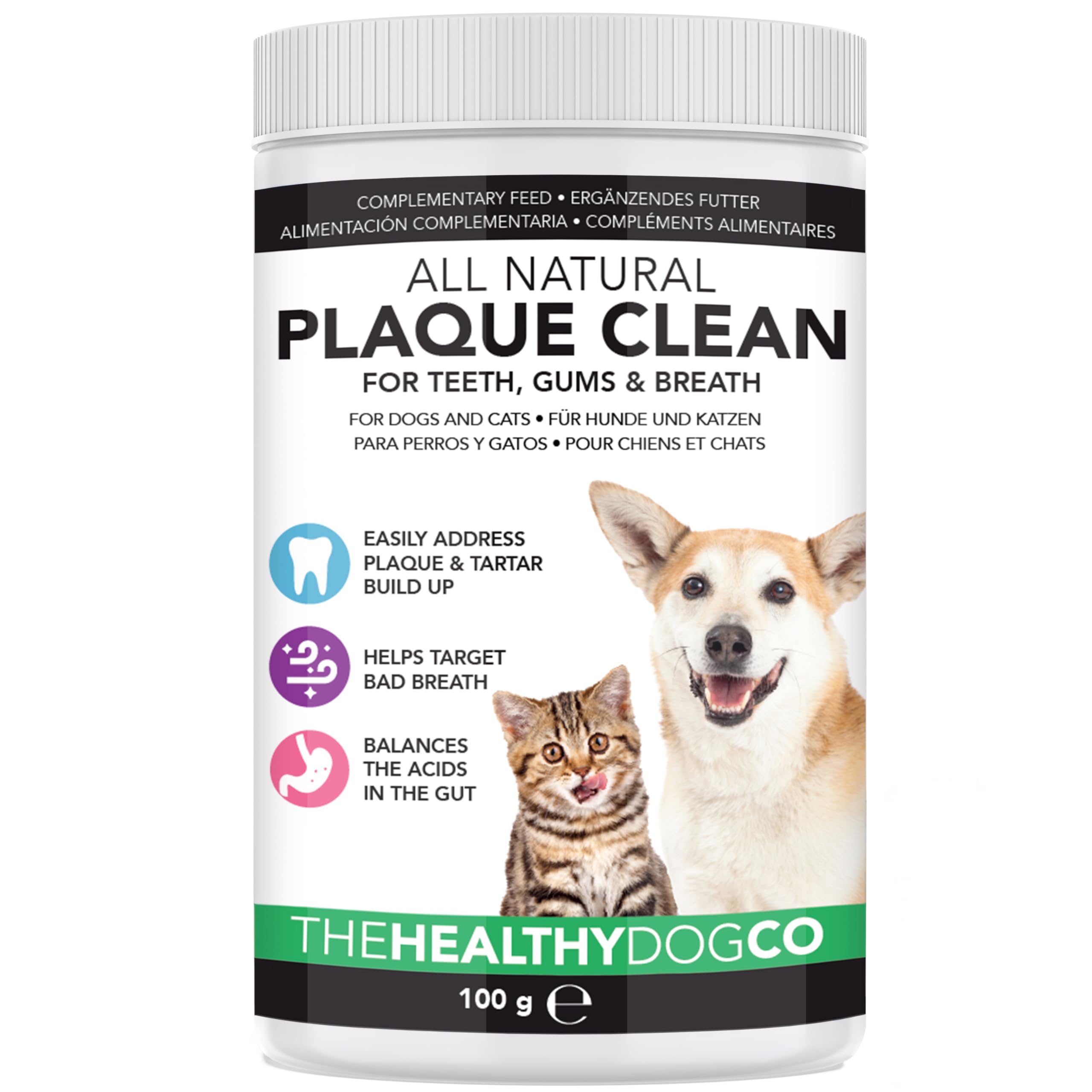 The Healthy Dog Co - Plaque Off Dogs - Natural Dog Breath Freshener - Reduce Plaque Buildup for Cats - Dog Dental Care Formula - Dog Teeth Cleaning, Easier to Use than Dog Toothpaste - 100g