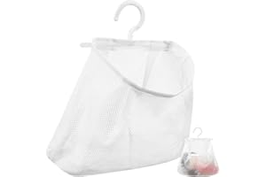 Baluue Hanging Laundry Bags with Hook, Mesh Laundry Hamper Small Space Saving Storage Organizer Wash Bag for Bathroom, Large 