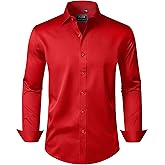 J.VER Men's Dress Shirts Solid Long Sleeve Stretch Wrinkle-Free Formal Shirt Business Casual Button Down Shirts