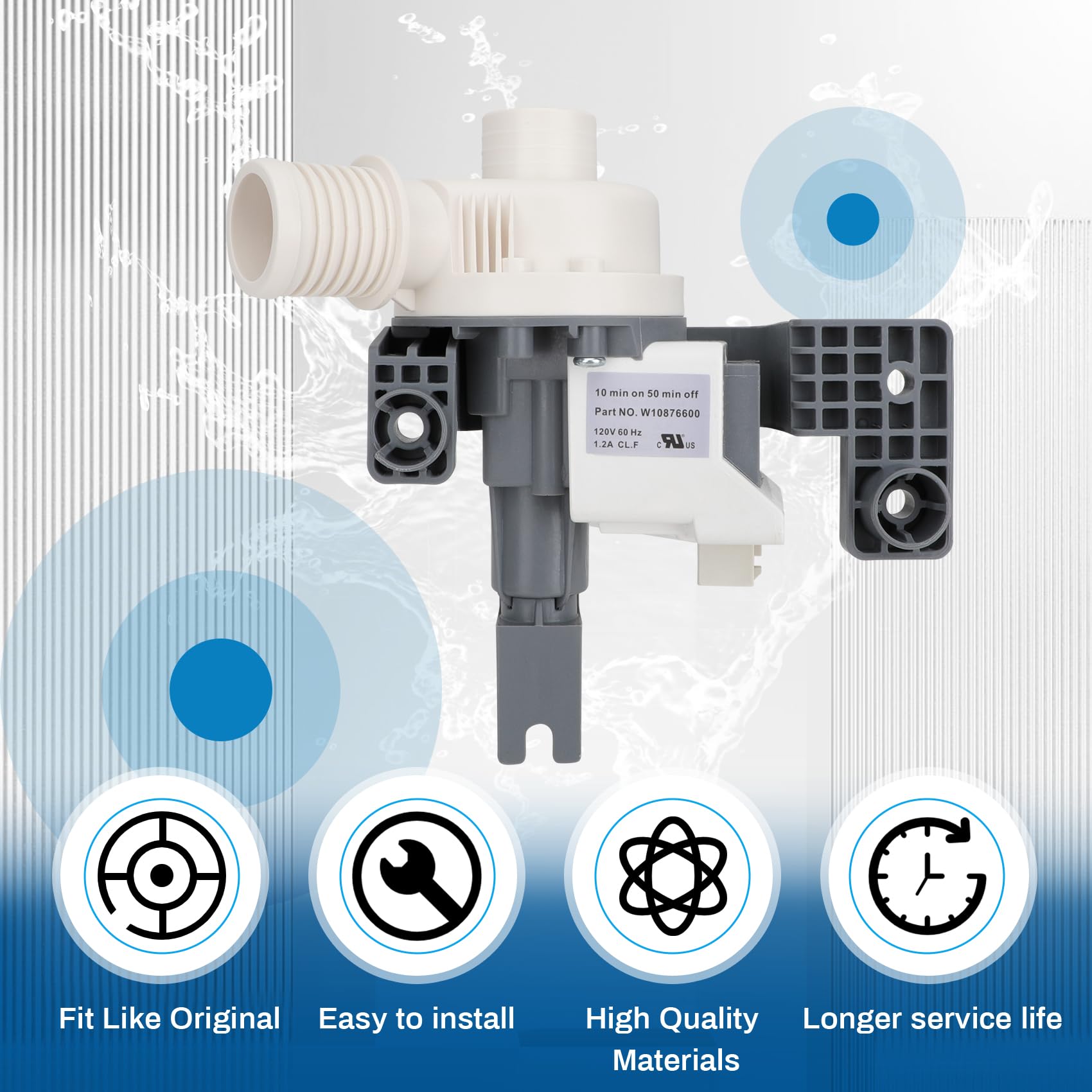 Upgraded W10876600 Washer Drain Pump,W10727777 Washing Machine Drain Pump Replaces W10876600VP AP6004933 PS11738156,B25-3A04 Compatible with Whirlpool, Maytag, Kenmore, Crosley Washing Machine