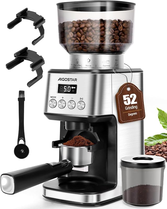 Macina Caffe' Elettrico a Cono, 52 Impostazioni di Macinatura