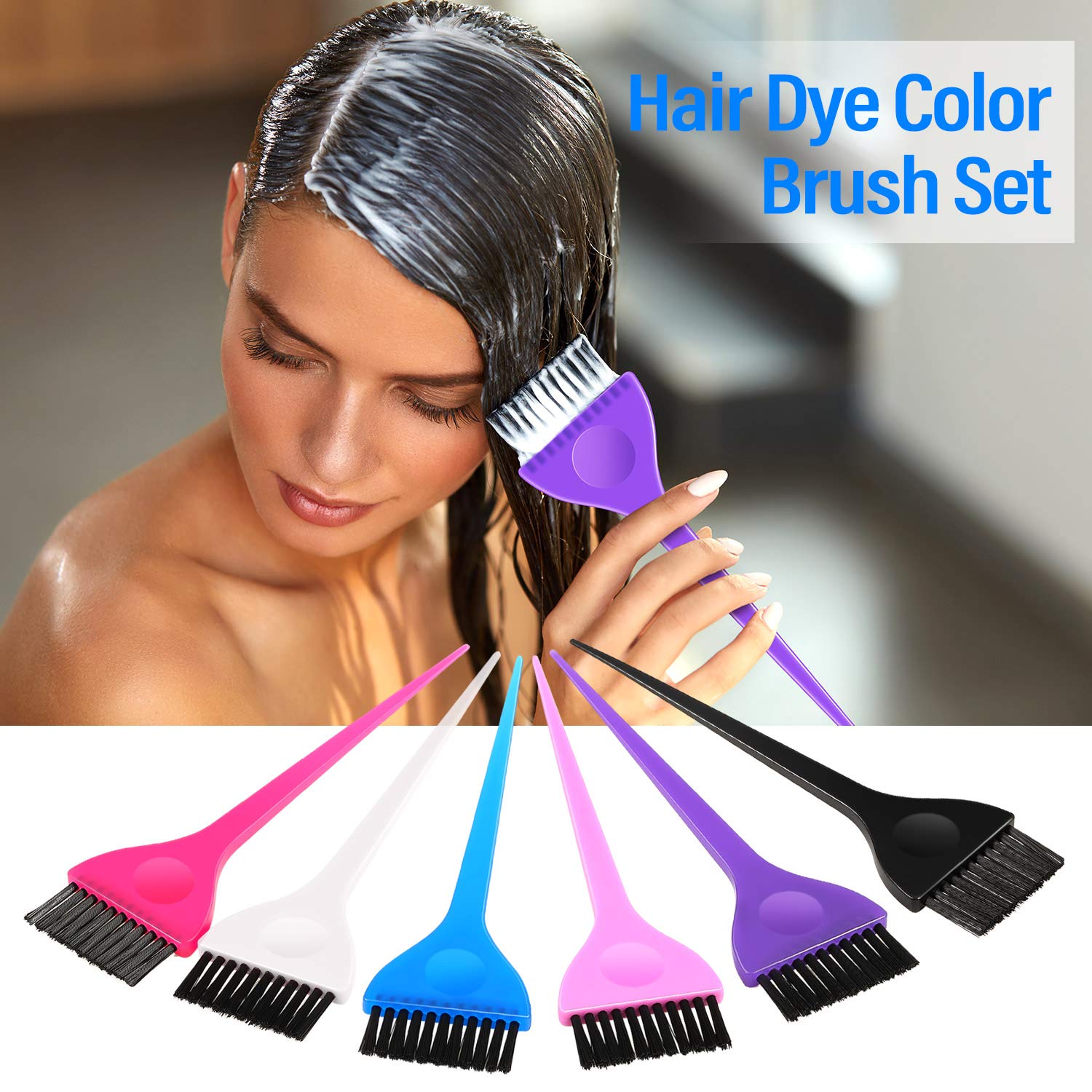 6 Pieces Hair Dye Color Brush Set, Hair Color Tool Kit Coloring Brushes Dye Applicator Hair Salon Tools for Students Women Salon Use Home DIY Dyeing, 6 Colors : Beauty