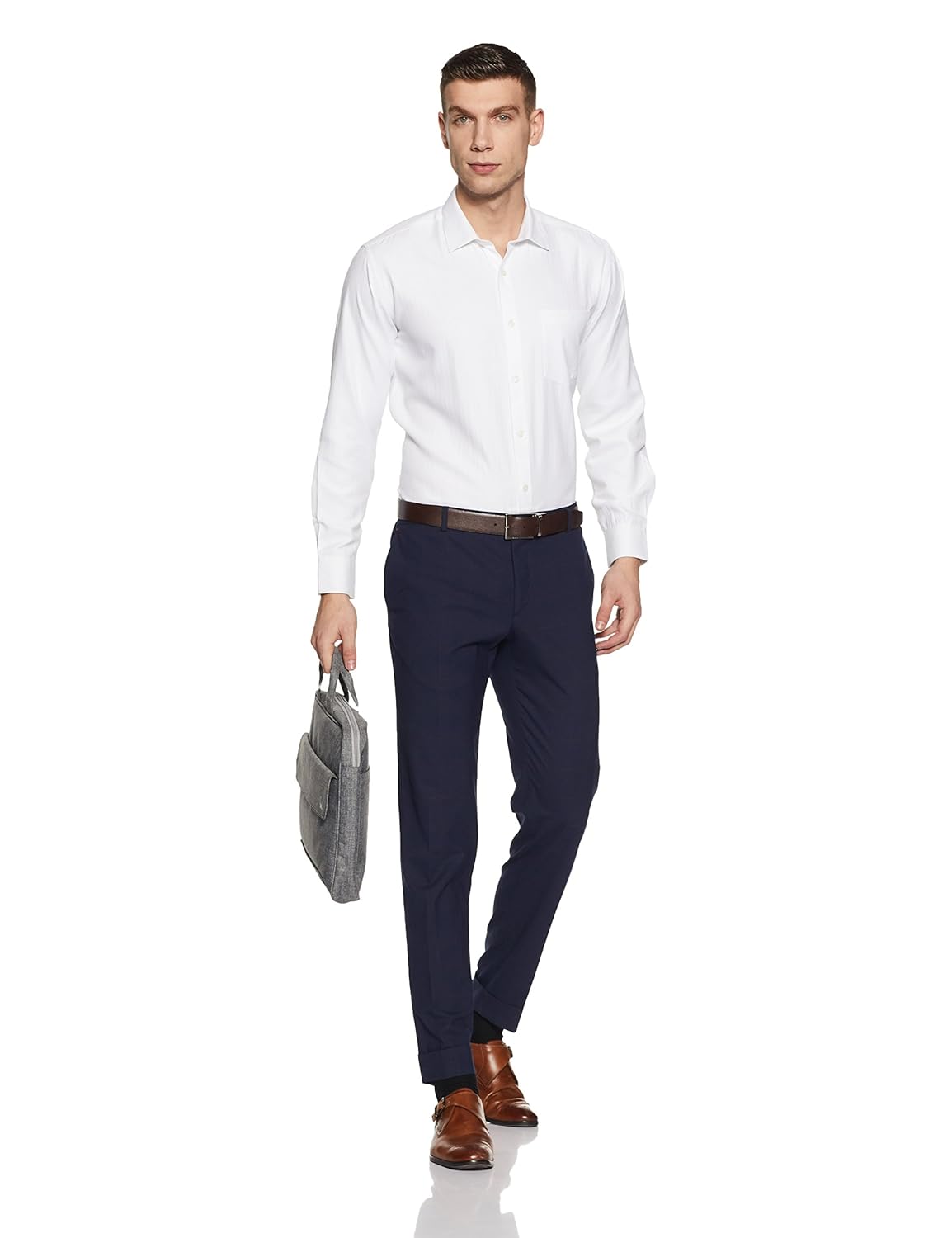 symbol amazon brand men's formal herringbone regular fit shirt