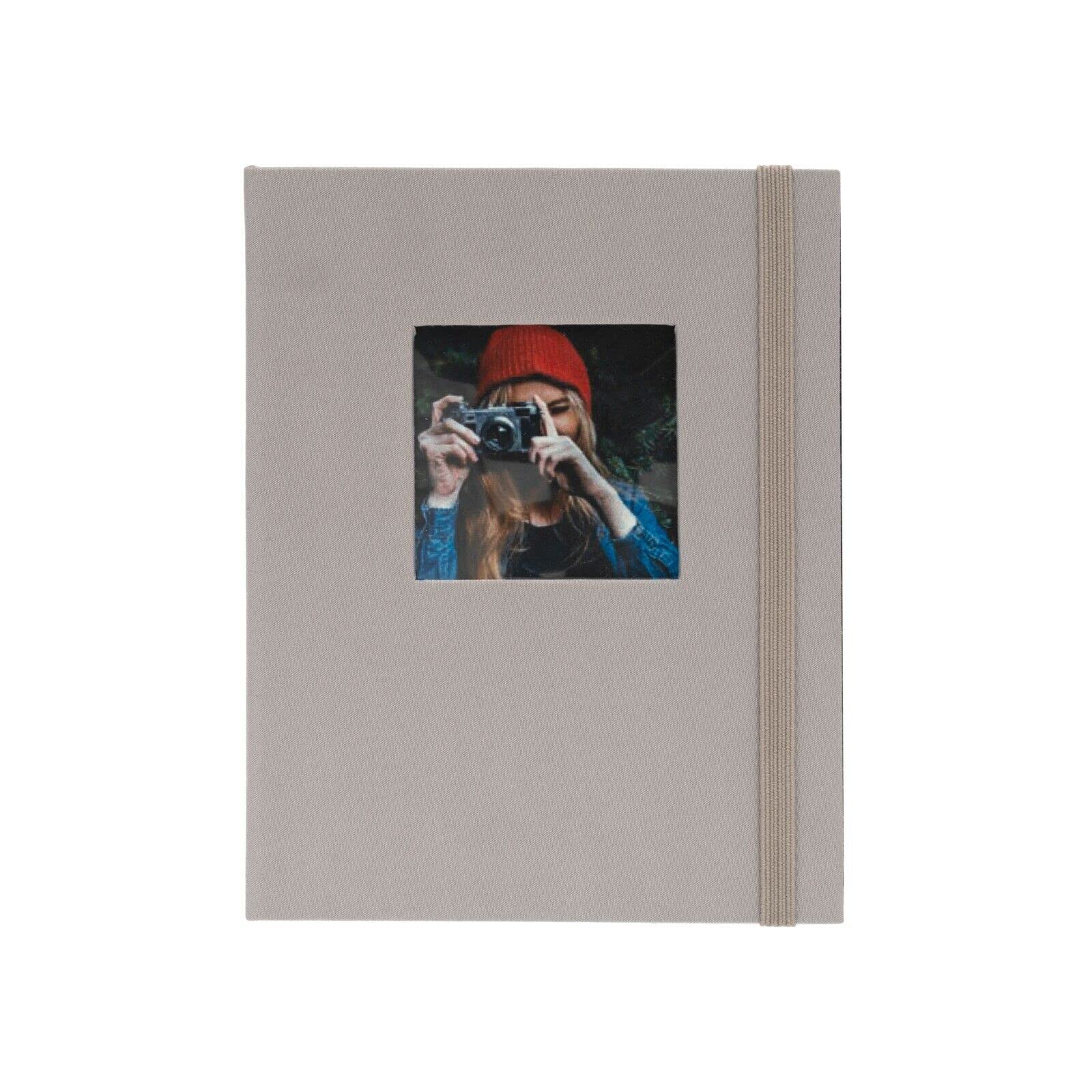 Kenro Grey Linen Minimax Photo Album for 100 Photos 6x4 Inch / 10x15cm with Space for Photograph on Front Cover, Slip-In Pages, Modern Design Great for Family Photographs, Aztec Series - AZ104GY