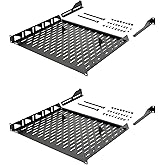 Tecmojo 1U Rack Shelf,19 inch Rack Shelf 14 inch Depth,Rack Mount Shelf with Anti-Slip Stops,Server Rack Shelf and Network Shelf for 19in Equipments, 110lbs Capacity of Vented 1U Shelf,No Lip(2 Pack)